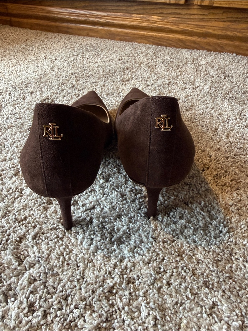 Ralph Lauren Dark Brown Suede Pointed Toe Pumps - Picture 3 of 4